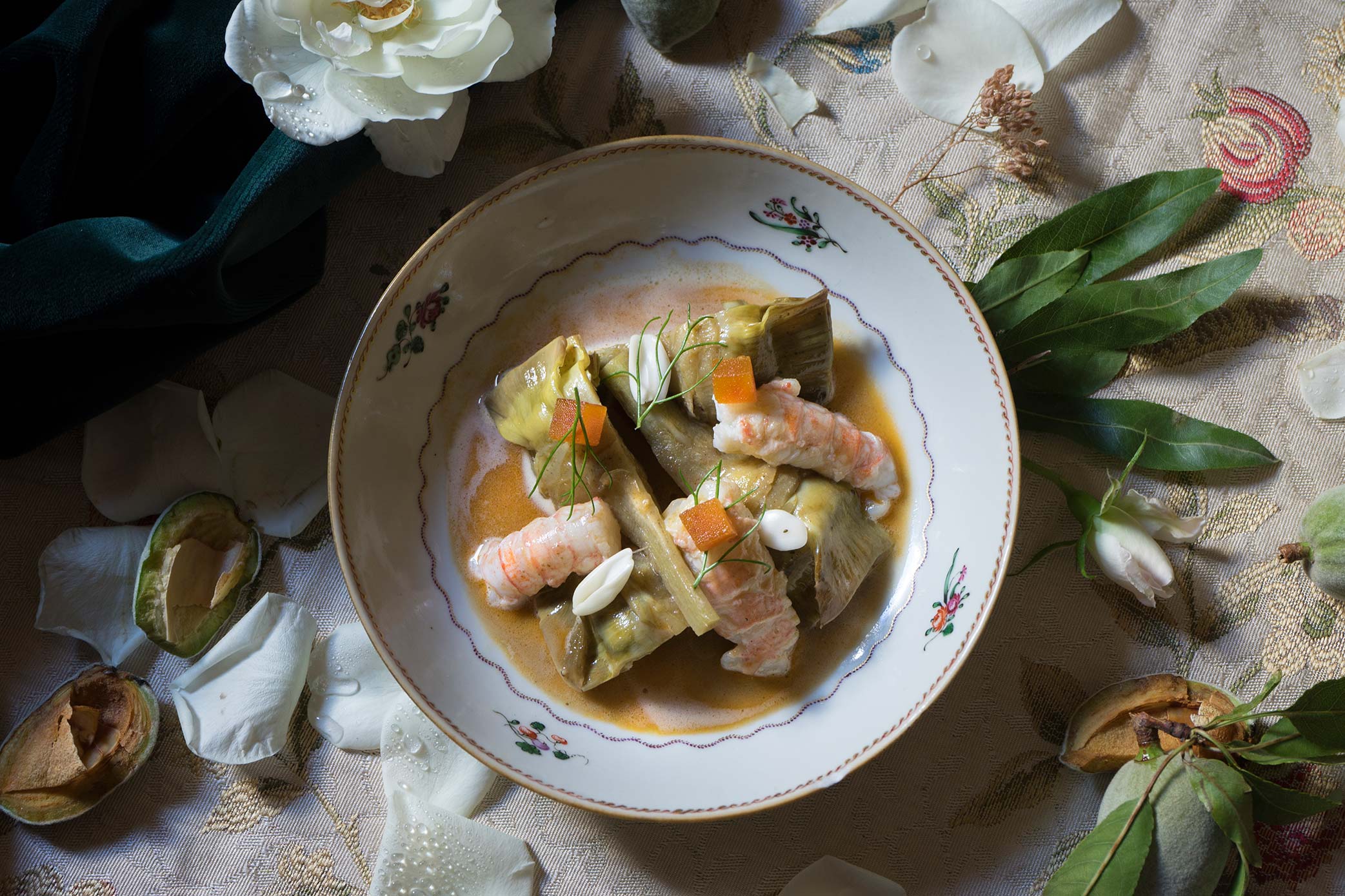 Barigoule d’artichauts aux langoustines