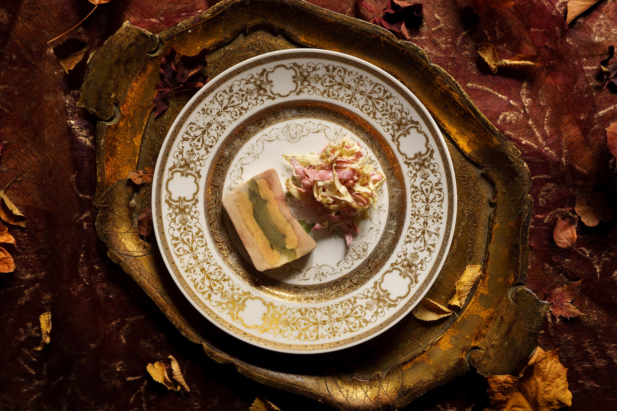 Marbré de poule faisane au foie gras et aux artichauts