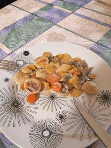 BOUDIN BLANC AUX CAROTTES ET CHAMPIGNONS