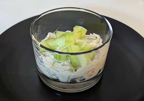 Verrine saumon, Boursin, concombre IG bas