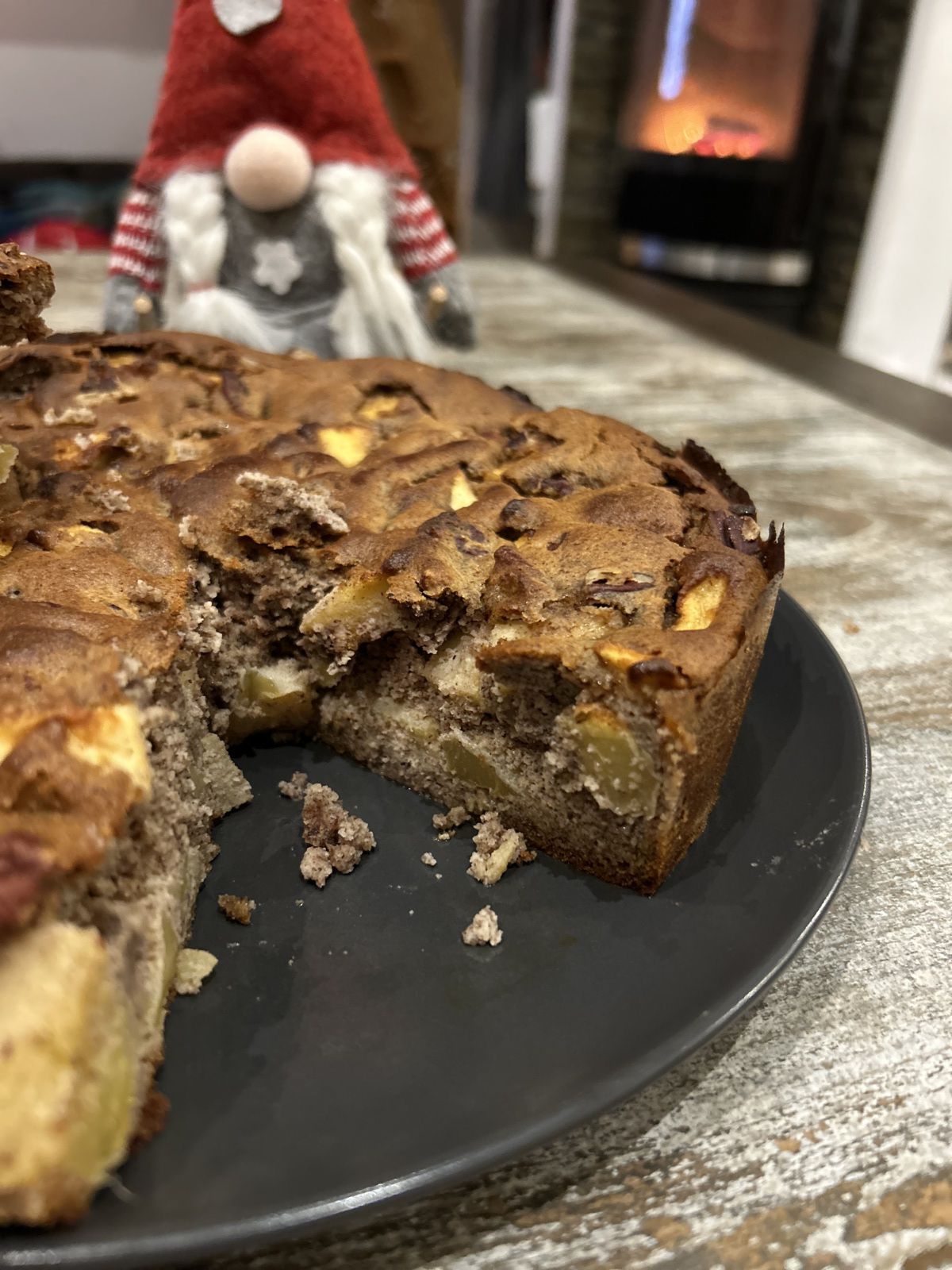 Gâteau pommes, noisettes, épices et noix de pécan IG bas 