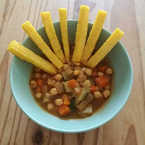 Légumes à l’orientale et frites de polenta.