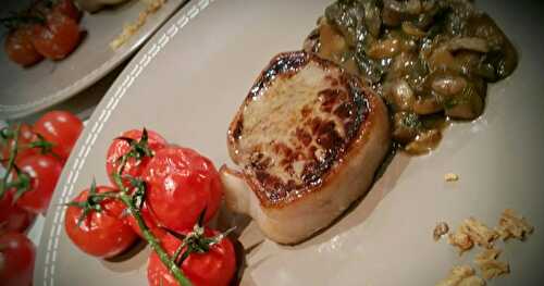 Filet de boeuf - Chateaubriand / Tomates cerises et Champignons de Paris au vin blanc