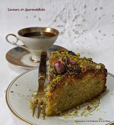 Basboussa à la Pistache et à la Rose (d'Ottolenghi).