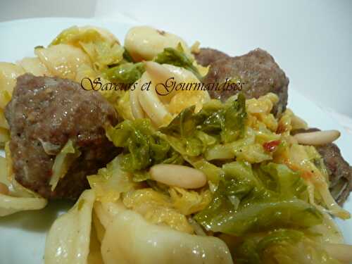 Boulettes de viande aux orecchiette et chou vert façon Gordon Ramsay.