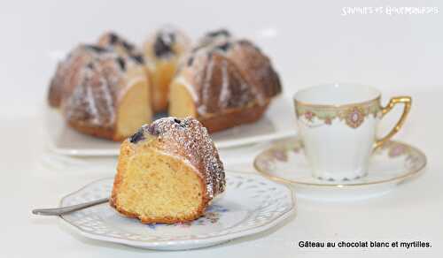 Gâteau au Chocolat Blanc et Myrtilles.