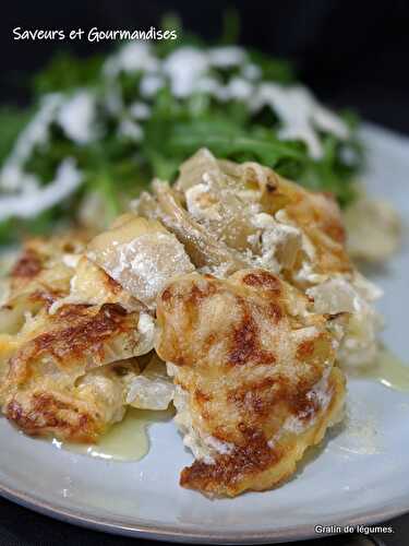 Gratin de Pommes de terre, Artichauts et Fenouil de J.Oliver.