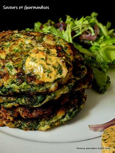 Pancakes  aux épinards et beurre au citron d’Ottolenghi (Green pancakes with lime butter).