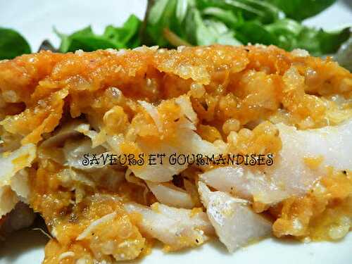 Parmentier de poisson aux patates douces et quinoa.