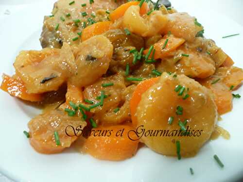 Tajine de  Poulet aux  Carottes, Abricots et Raisins Secs.