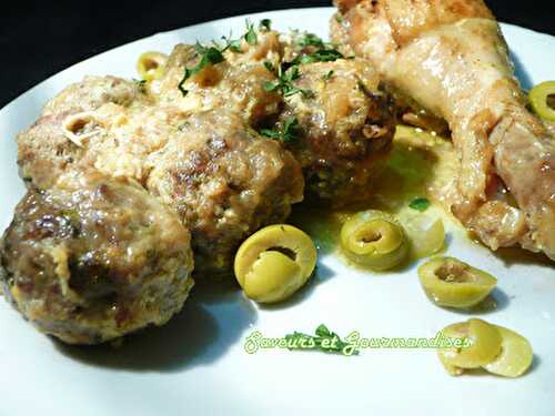 Tajine de poulet et boulettes surprise.