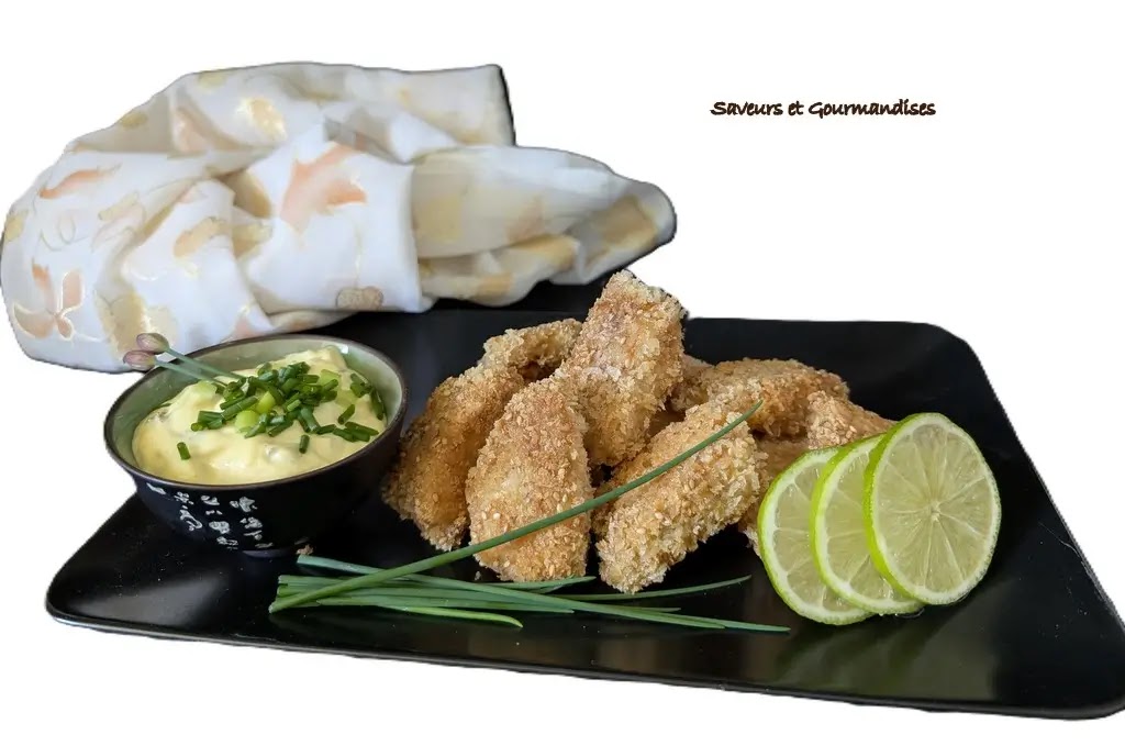Bouchées croustillantes de poisson & mayonnaise safranée