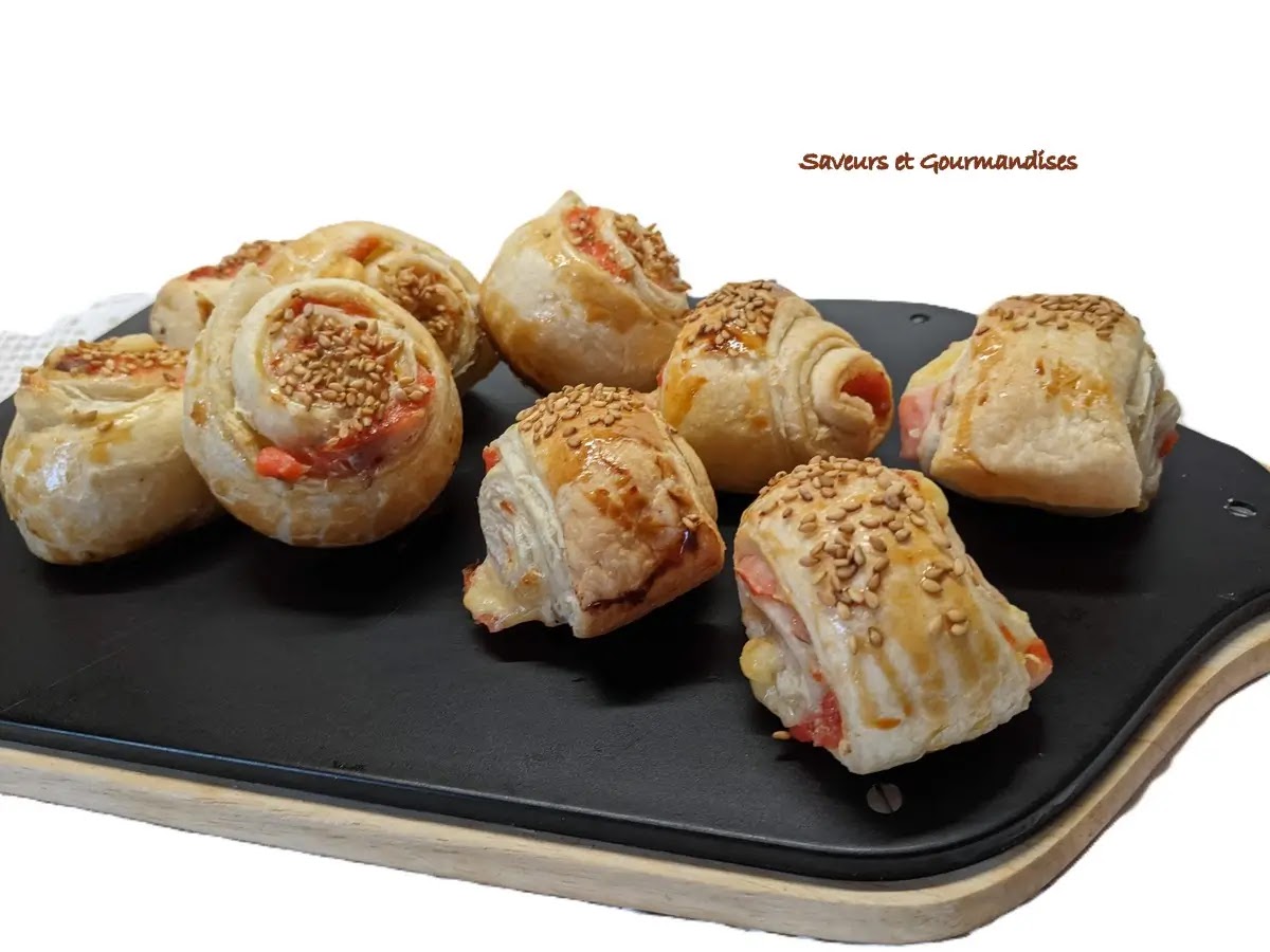 Roulés feuilletés à la truite fumée