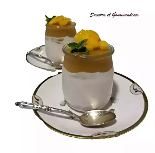 Crème mascarpone et gelée de mangue, petits dés fondants