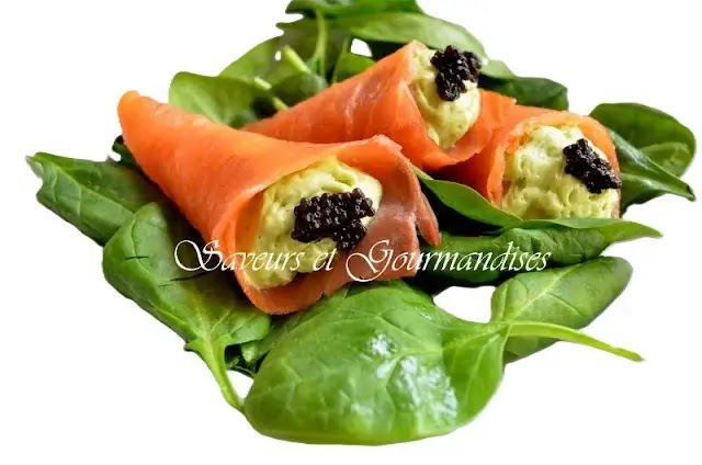 Cornets de saumon fumé à la mousse d’avocat