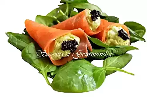 Cornets de saumon fumé à la mousse d’avocat