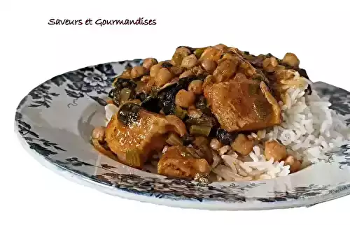Curry de poisson aux pois chiches et épinards