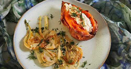 FENOUILS RÔTIS, PATATES DOUCES AU CHEVRE FRAIS