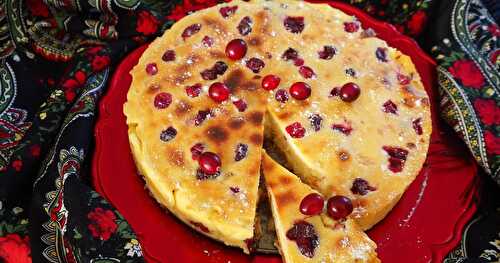 GÂTEAU POLONAIS AU FROMAGE, CRANBERRIES ET MANGUE