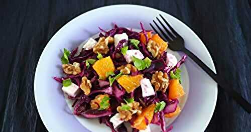 SALADE DE CHOU ROUGE, ORANGE ET FETA 