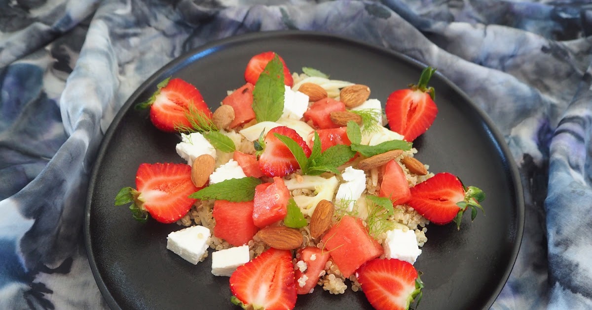 QUINOA AUX FRAISES, PASTÈQUE, FETA, FENOUIL ET AMANDES