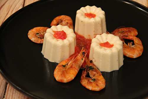 Crevettes flambées et panna cotta  au Baileys