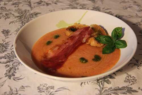 Gaspacho minute de Melon au Jambon cru