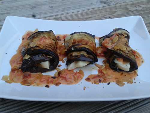 Rouleaux d’aubergine, mozzarella et tomates confites