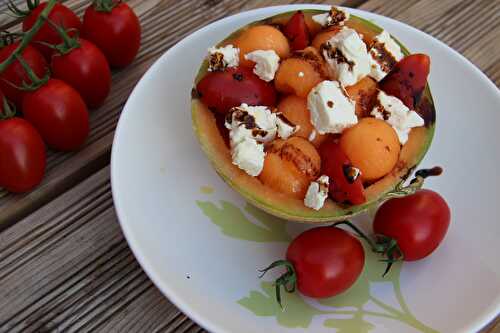 Salade de Melon/Féta et réduction de vinaigre balsamique