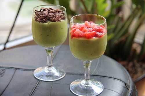 Verrines d’avocat – coco , chocolat ou fraise