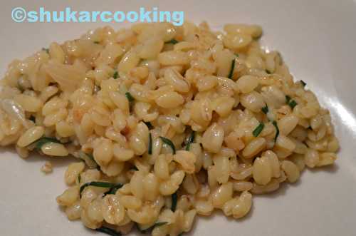 Blé façon risotto au citron vert et aux herbes