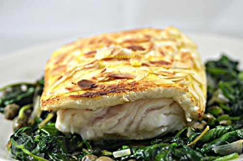 Cabillaud en croûte de pain de mie imprimé aux amandes