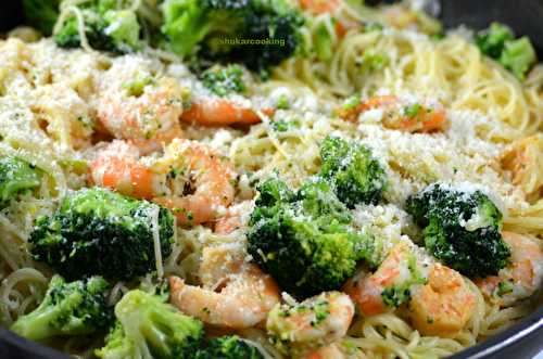 Capellini aux crevettes et brocolis