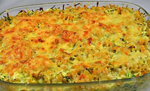 Clafoutis de coquillettes aux courgettes râpées