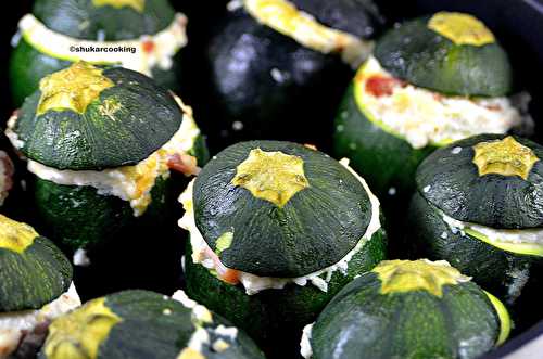 Courgette farcies à la brousse et lardons