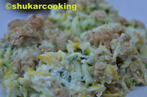 Crumble courgettes, fromage ail et fines herbes - Shukar Cooking