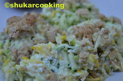 Crumble courgettes, fromage ail et fines herbes