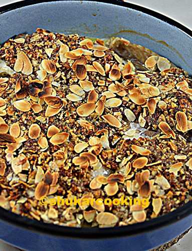Crumble de lieu noir au jambon, amandes et noix