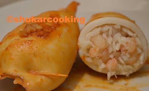 Encornets farcis aux crevettes