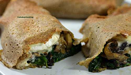 Galettes aux épinards, champignons et chèvre