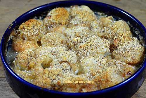 Gratin de noix de St jacques et crevettes au parmesan