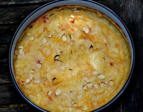 Gratin de pêches à la crème d’amandes