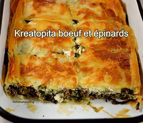 Kreatopita, bœuf et épinards