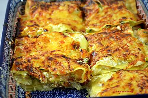 Lasagnes aux crevettes et courgettes