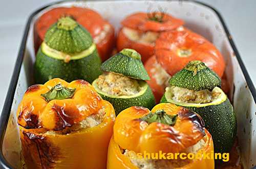 Légumes farcie à la grecque (poulet feta) - Shukar Cooking