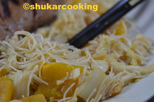 Pâtisson et chou chinois aux nouilles de riz - Shukar Cooking