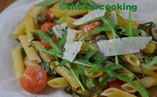 Penne et légumes en papillote