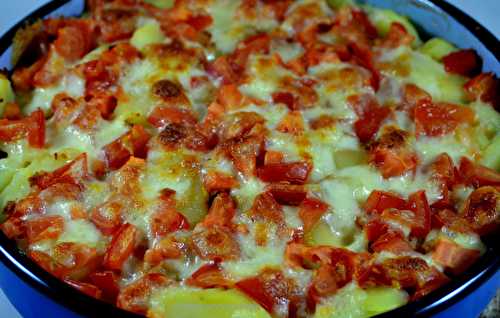 Pommes de terre à la tomate et mozzarella