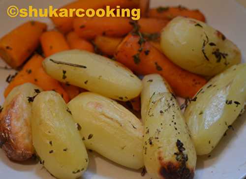 Pommes de terre et carottes roties en papillote