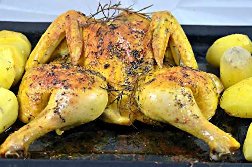 Poulet en crapaudine au citron et aux herbes